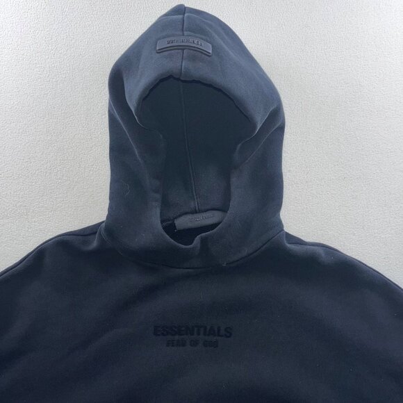 Fear Of God Essentials Black Hoodie Pullover Sweatshirt Oversized Fit S Cotton - Picture 4 of 12